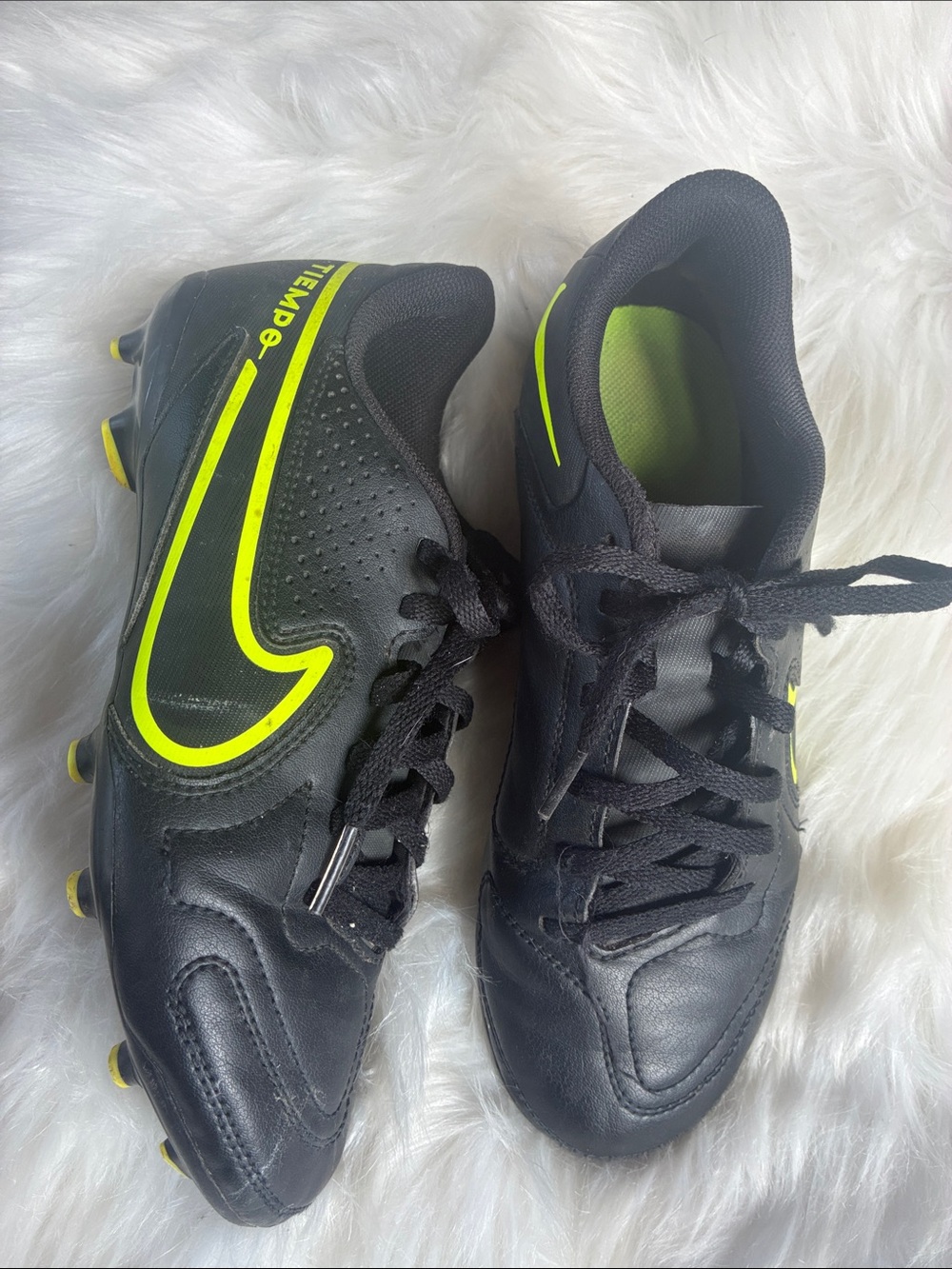 Nike Black Cleats with Neon Yellow Accents